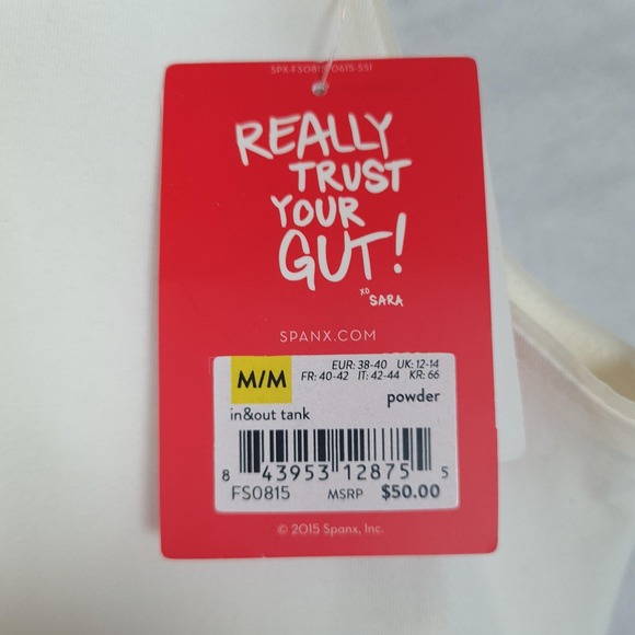 Spanx In & Out Tank Top Womens Medium White Powder Shaping Shapewear Jersey - Picture 6 of 16